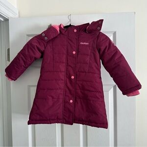 Size 3T Toddler Girls OshKosh Burgundy Parka Jacket with Detachable Hood